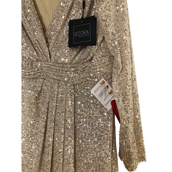 Ieena for Mac Duggal Dress Sequined Long Sleeve Evening Gown Maxi  NWT 12 - Picture 8 of 14